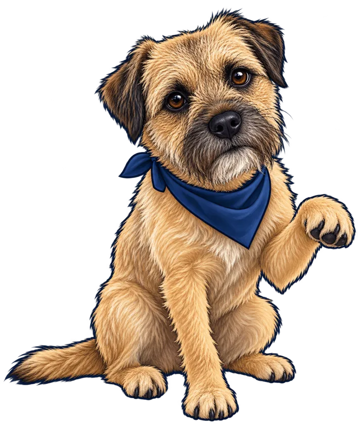 Illustration of the Netvision IP Border Terrier mascot
