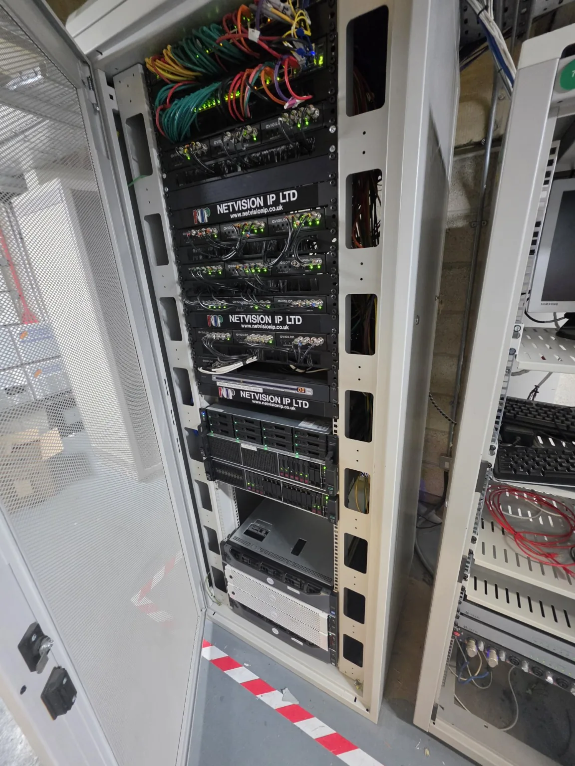 Netvision branded network and security equipment rack